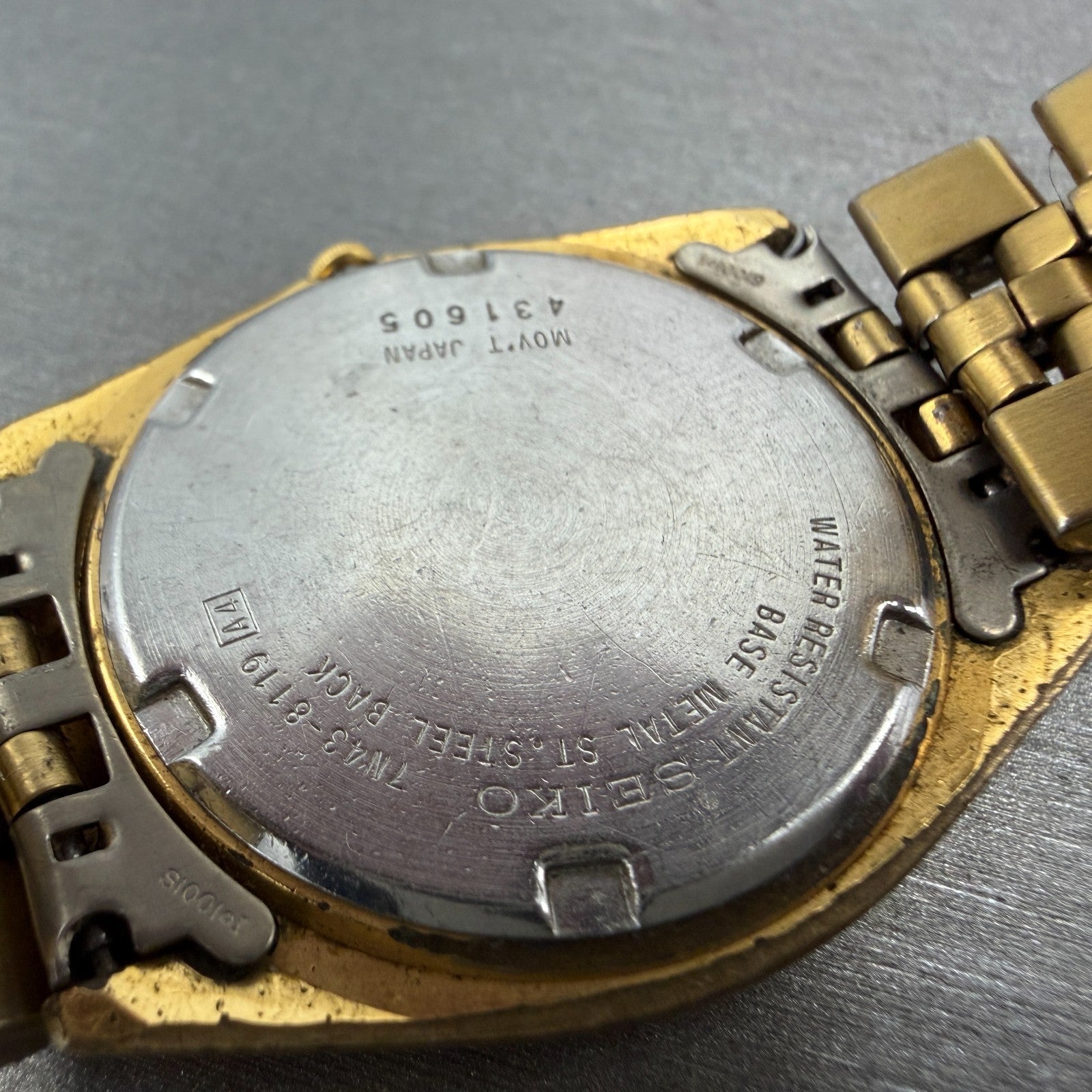 Seiko President Watch Men 36mm Black Dial Gold Tone Daydate 7n43-8119 PARTS VTG10
