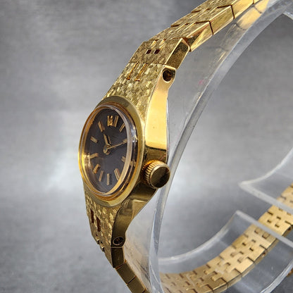 Seiko Watch Women 17mm Brown Dial Gold Tone Oval 2C205759 New Battery NOS2