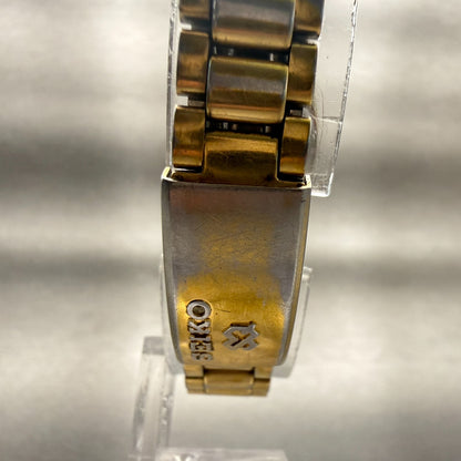 Seiko SQ Watch Women 24mm Gold Dial Gold Tone Daydate Round 2626-0159 New Batt7