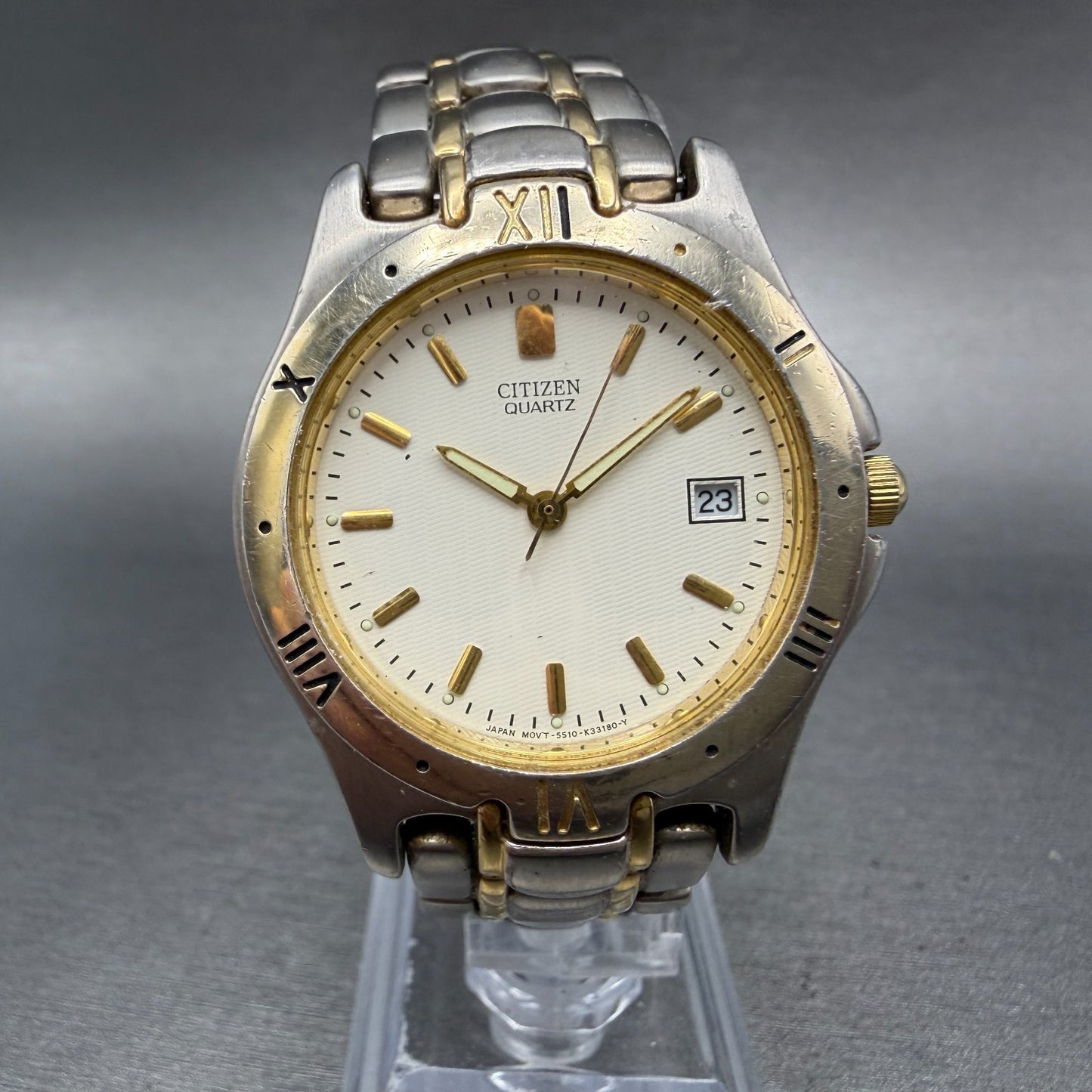 Citizen Watch Men 36mm Cream Dial Two Tone Date Round 5510-K09915 PARTS0