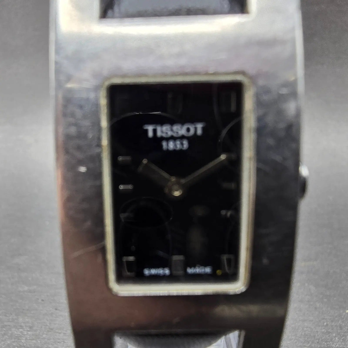 Tissot Tank Watch Women 20mm Black Dial Silver Tone Rectangle L614 New Battery1