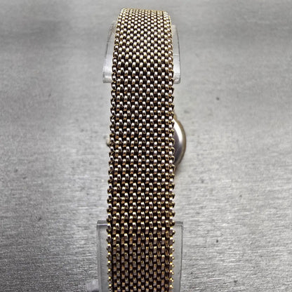 Seiko Alba Watch Women 25mm Ivory Dial Gold Tone Round V501-0ET0 New Battery VTG7