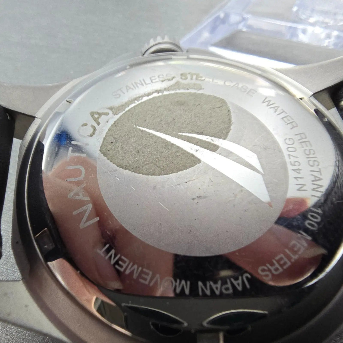 Nautica Dive Watch Men 45mm Gray Dial Silver Daydate Round N14570G New battery9