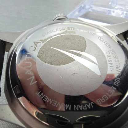 Nautica Dive Watch Men 45mm Gray Dial Silver Daydate Round N14570G New battery9