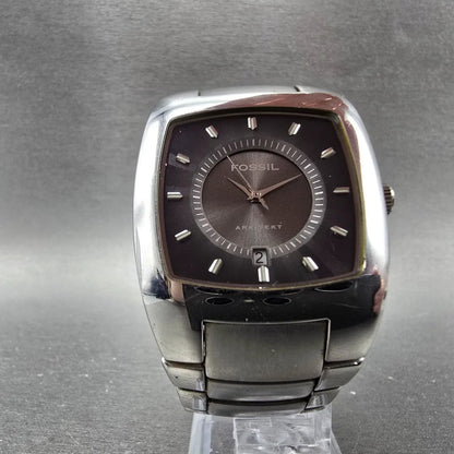 Fossil Arkitekt Watch Men 36mm Black Dial Silver Tone Date FS-3033 New Battery5
