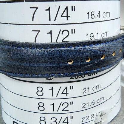 Gruen Watch Men 34mm Blue Dial Silver Tone Round Leather Band New Battery