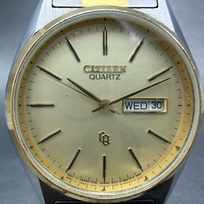 Citizen CQ Watch Men 35mm Champagne Dial Two Tone Daydate 4-S05961 New Battery1