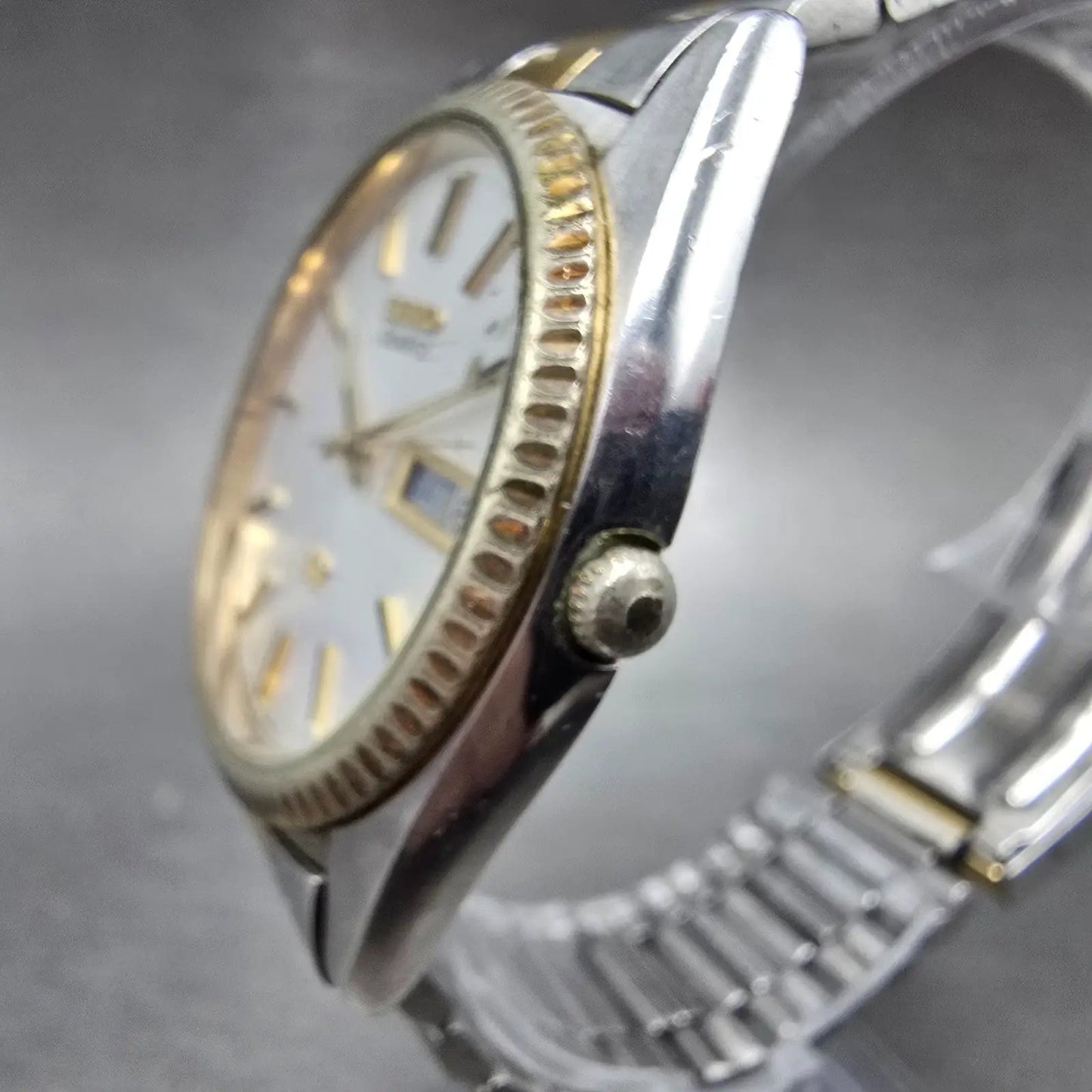 Seiko President Watch Men 36mm Gold Dial Two Tone Daydate 6923-8080 New Battery3