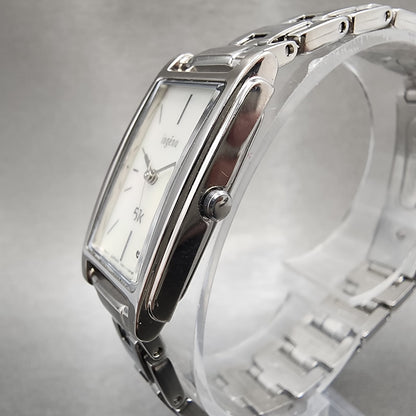 Seiko ALBA Ingenu Tank Watch Women 17mm MOP Dial Silver Tone Rectangle New Batt2