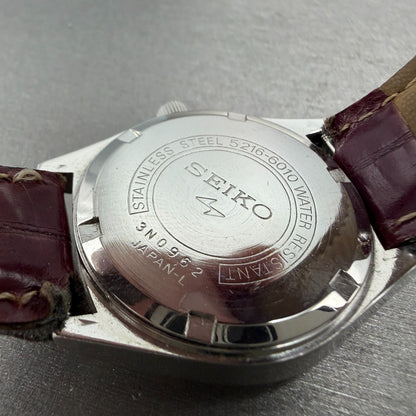 Seiko Lord Matic Watch Men 35mm Silver Dial Silver Tone Daydate 5216-6010 Runs9