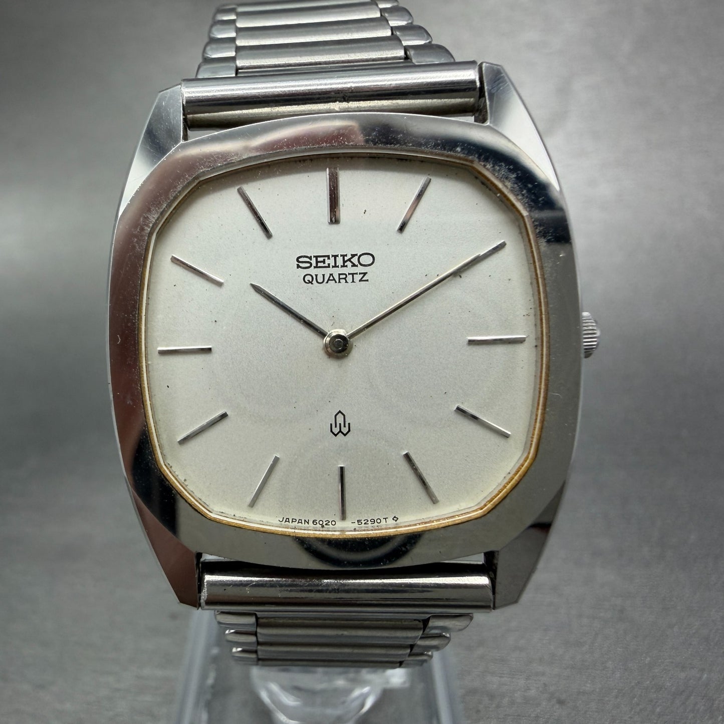 Seiko Watch Men 30mm Silver Dial Silver Tone Round 6020-5250 New Battery Vintage0