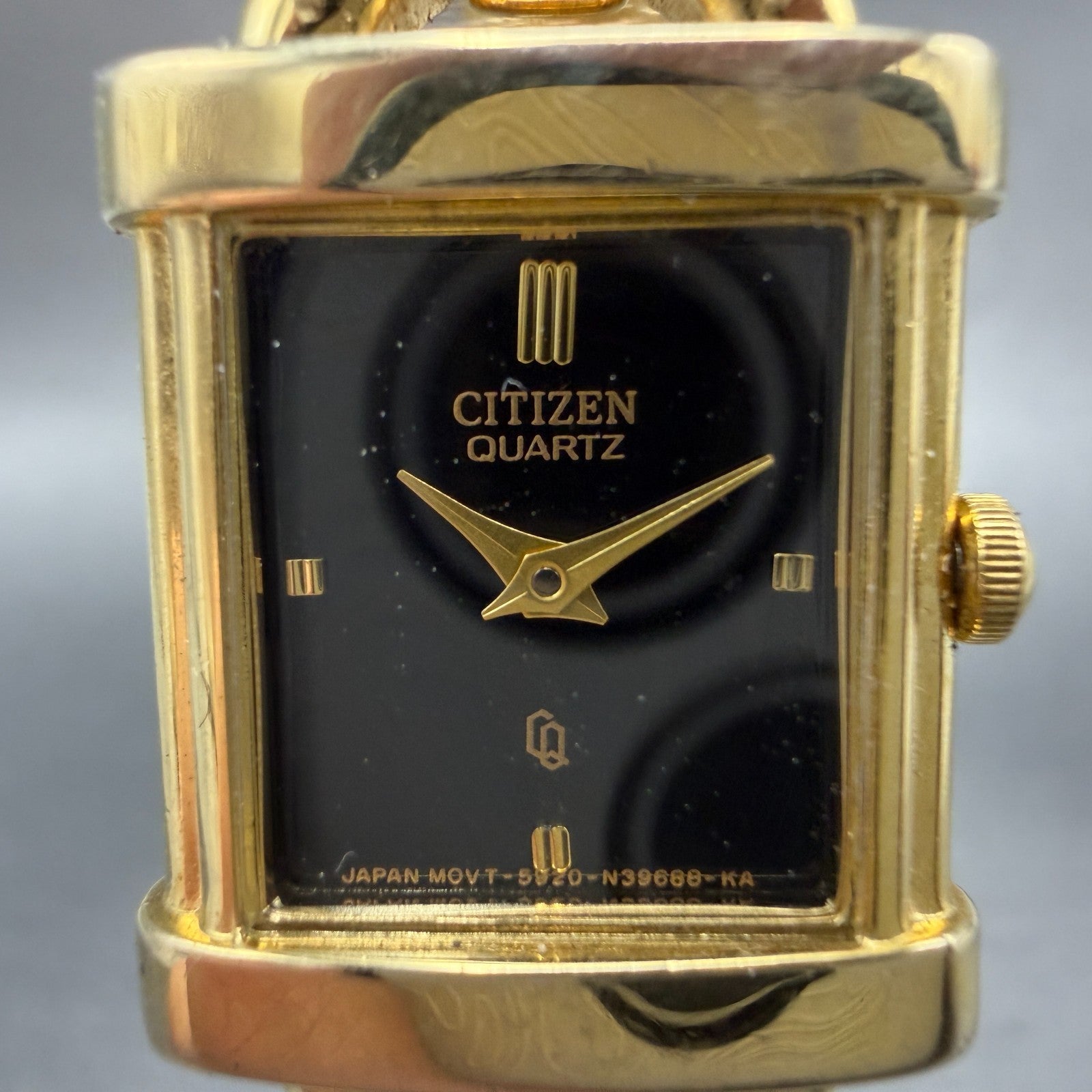 Citizen CQ Tank Watch Women 19mm Black Dial Gold Tone 5920-S48465 New Battery1