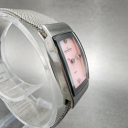 Skagen Watch Women 16mm MOP Dial Silver Tone Rectangle 271SSSPMPD New battery