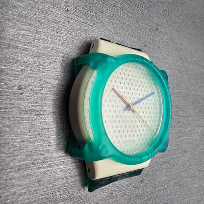 Swatch Ping Pong Blue Watch Men 34mm White Dial White Case GW106 New Battery3