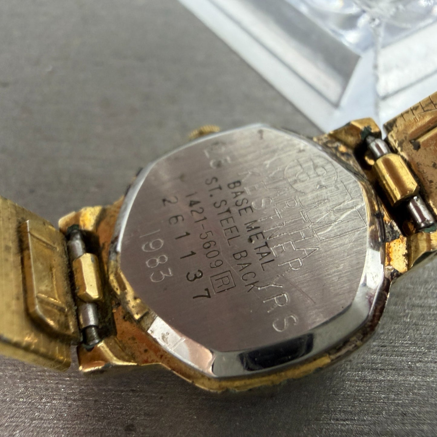 Seiko Watch Women 22mm Silver Dial Gold Tone Octagon 1421-5140 New Battery9