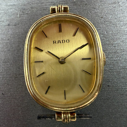 Rado Watch Women 20mm Gold Dial Gold Tone Oval Manual Wind Runs 332.7743.22