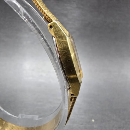 Seiko Watch Women 17mm Gold Dial Gold Tone Oval 2C20-6450 New Battery Vintage3