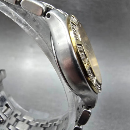 Citizen Eco-Drive Lucca Watch Women 25mm MOP Dial Two Tone Date Diamonds Runs JP3