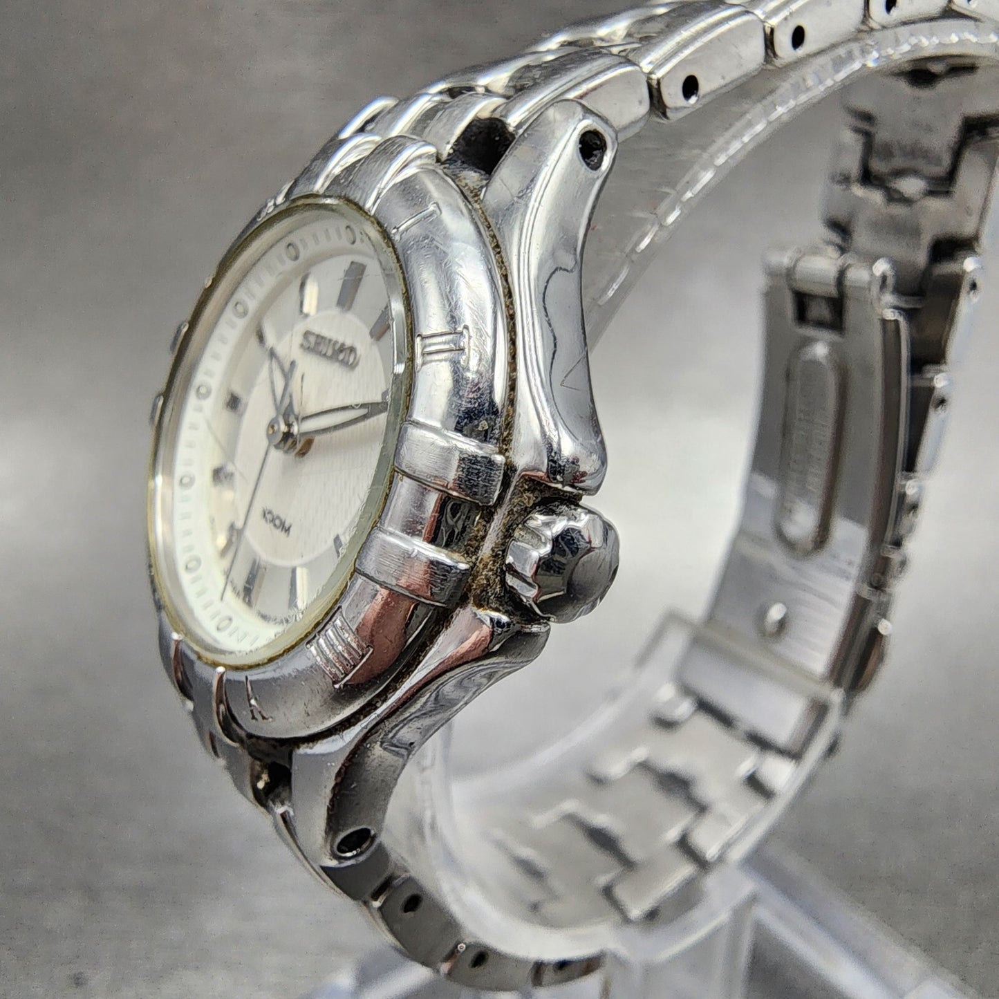 Seiko Watch Women 26mm White Dial Steel Date Round 7N820DP0 New Battery2