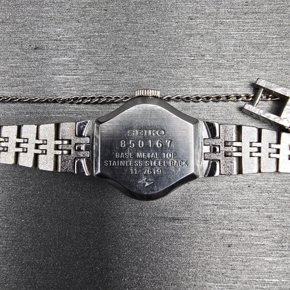 Seiko Watch Women 17mm Silver Dial Silver Tone Oval 11-7619 Manual Wind VTG JP10
