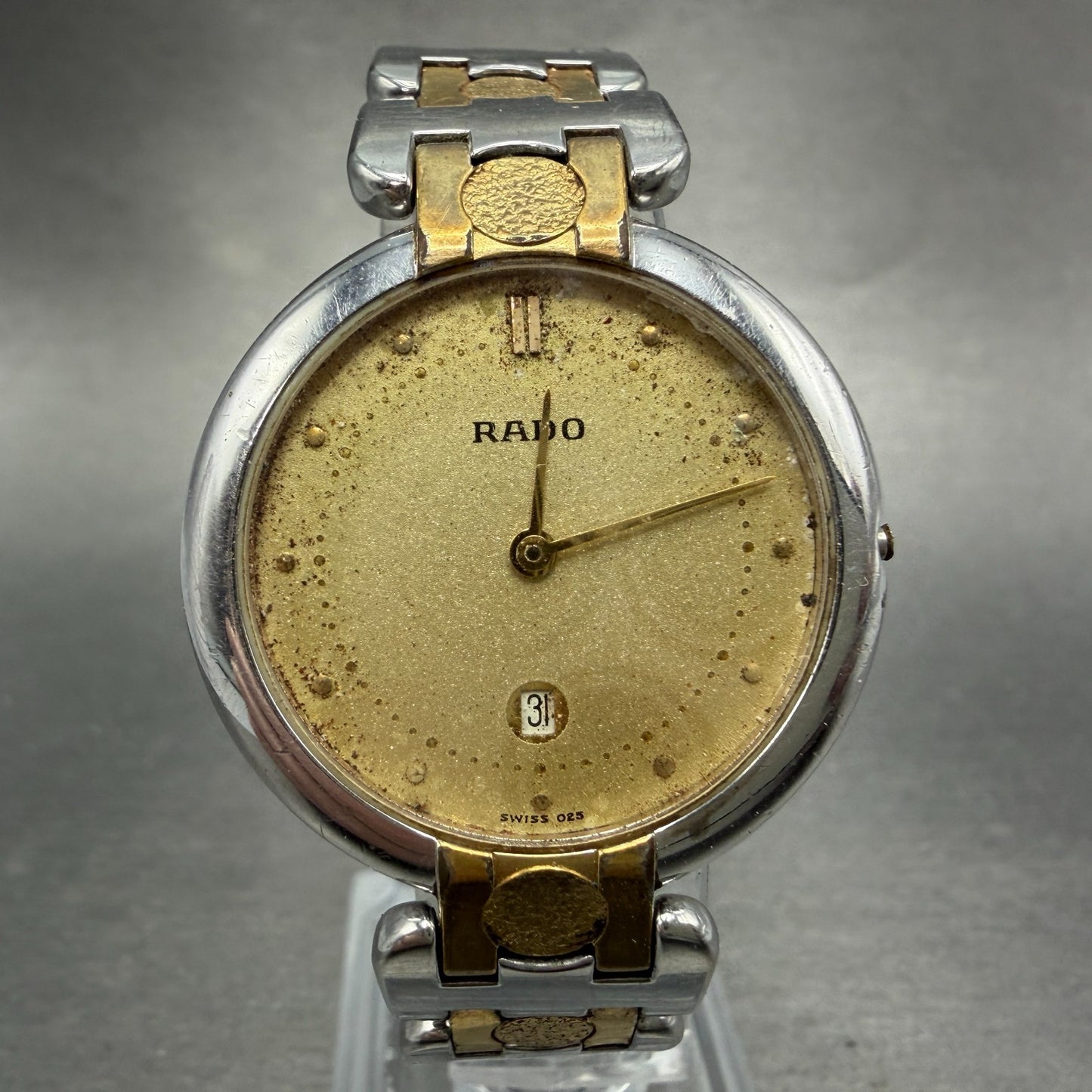Rado Watch Men 32mm Champagne Dial Two Tone Date Round 160.3568.2 PARTS Vintage0