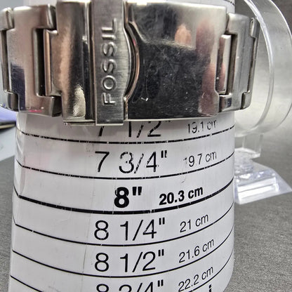 Fossil Big Tic Watch Men 39mm Silver Dial Silver Tone Round JR-7948 New Battery10