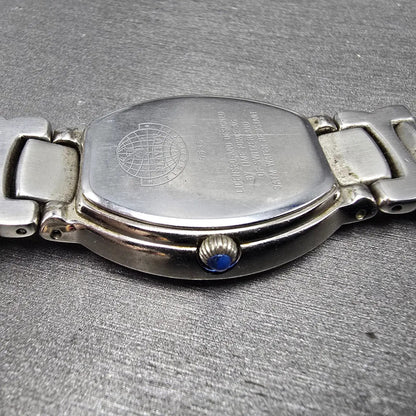 Playboy Watch Men 29mm White Dial Silver Tone Oval New battery MISSING CLASP!!!11