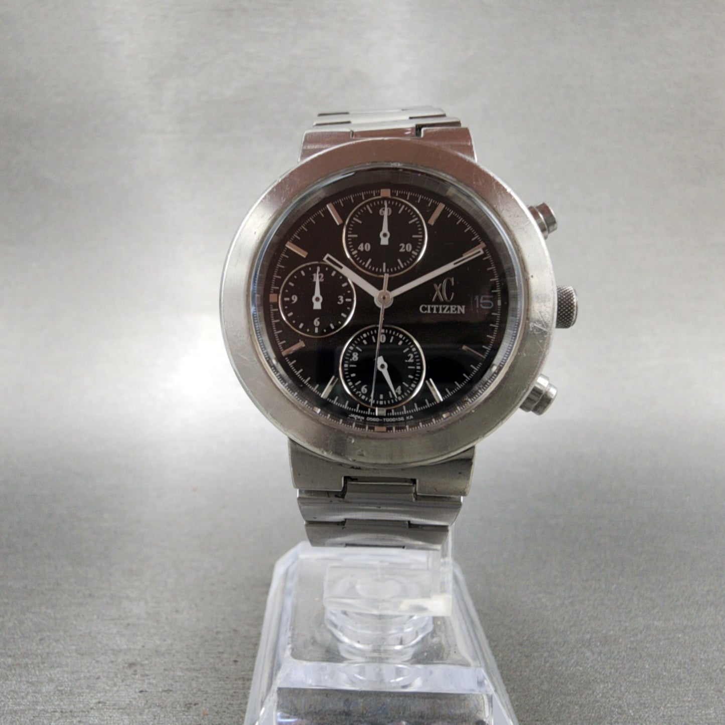 Citizen XC Chronograph Watch Women 34mm Black Dial Silver Tone Date NewBat READ!5