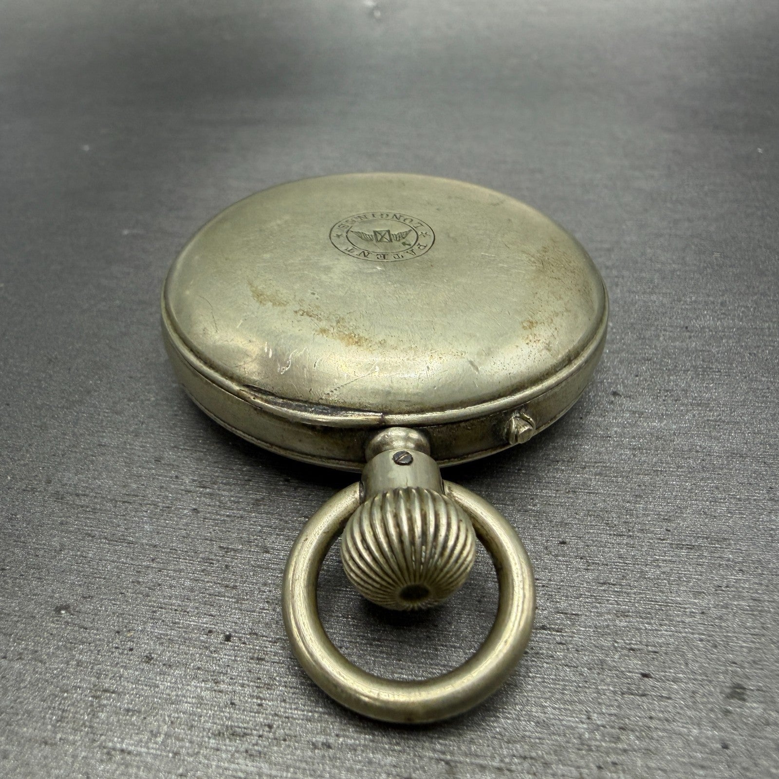 Longines Pocket Watch 49mm Black Dial Silver Case Round Manual Wind Runs VTG10