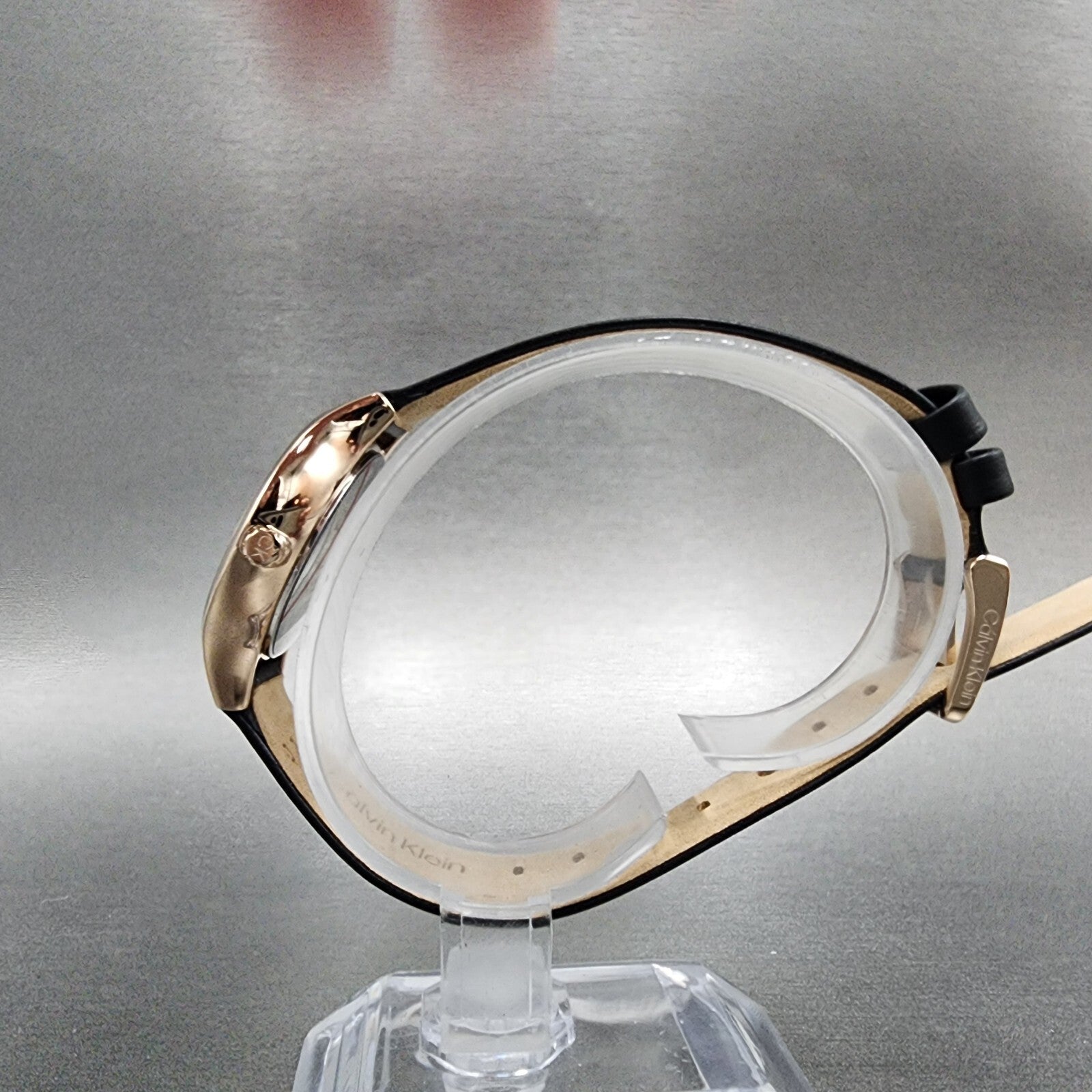 Calvin Klein Watch Women 28mm Pink Dial Rose Gold Tone Round Leather 252000606