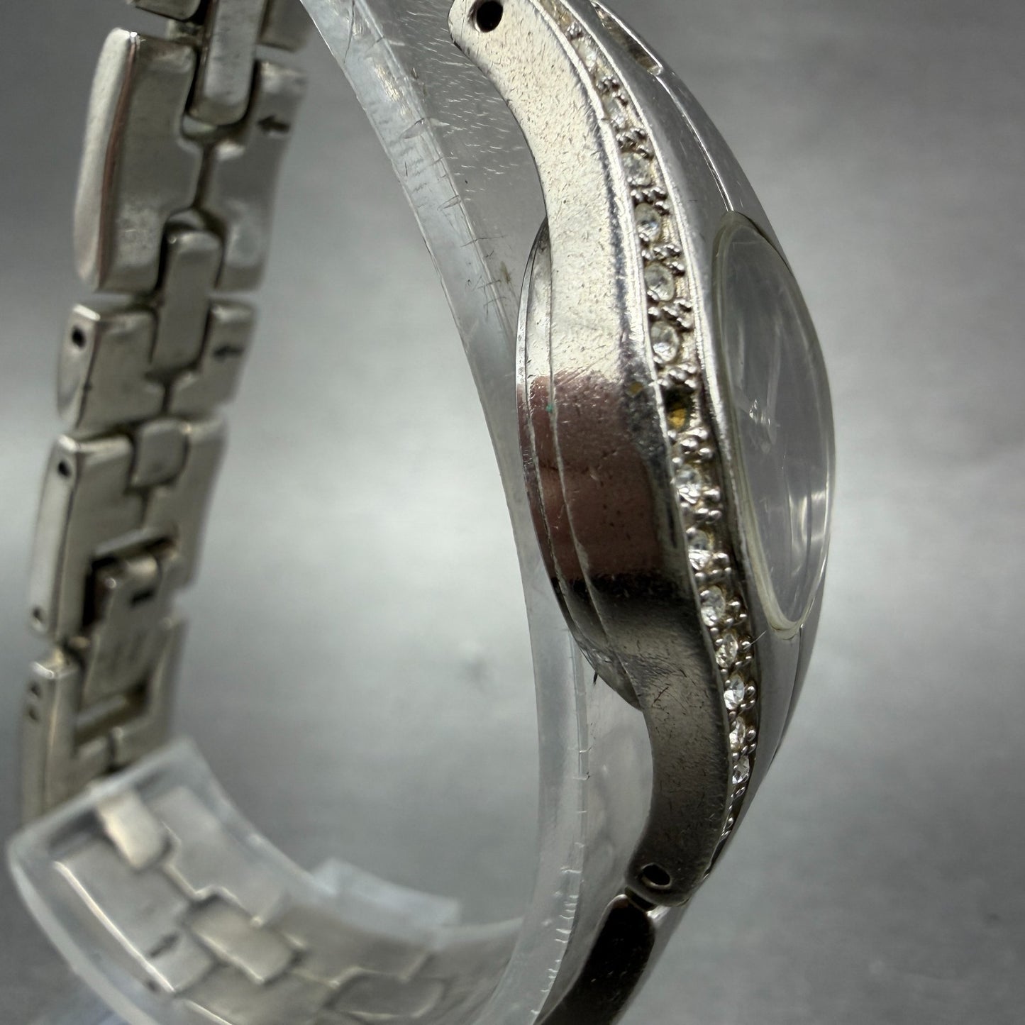 ESQ Watch Women 22mm Black Dial Silver Tone Crystal Bezel Round E5213 New Batt3