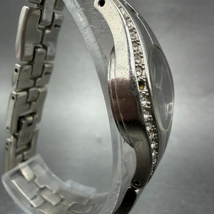 ESQ Watch Women 22mm Black Dial Silver Tone Crystal Bezel Round E5213 New Batt3