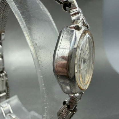 Seiko Watch Women 17mm Silver Dial Silver Tone Oval Manual 21-7320 Runs Vintage3