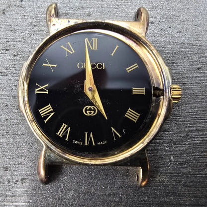 Gucci 3400L Watch Women 23mm Black Dial Gold Plated Round PARTS5