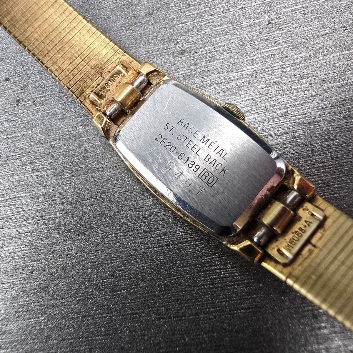Seiko Watch Women 13mm Black Dial Gold Tone Rectangle 2E20-6139 New Battery VTGL10