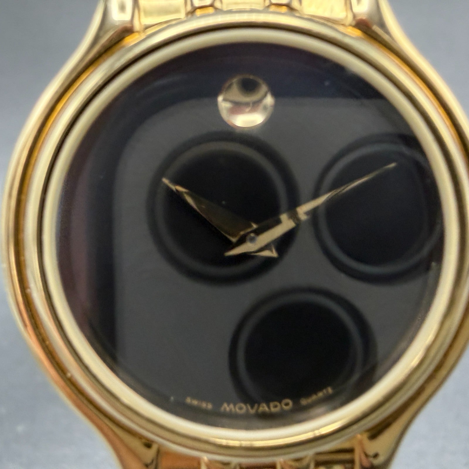 Movado Museum Watch Men 32mm Black Dial Gold Tone Round 87-85-866 New Battery3