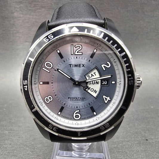 Timex SL Series Perpetual Calendar Watch Men 42mm Silver Dial Steel New Battery0