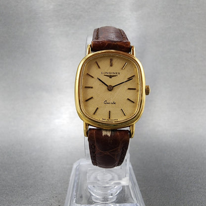 Longines Watch Women 21mm Gold Dial Gold Tone Rectangle 6479 New Battery5