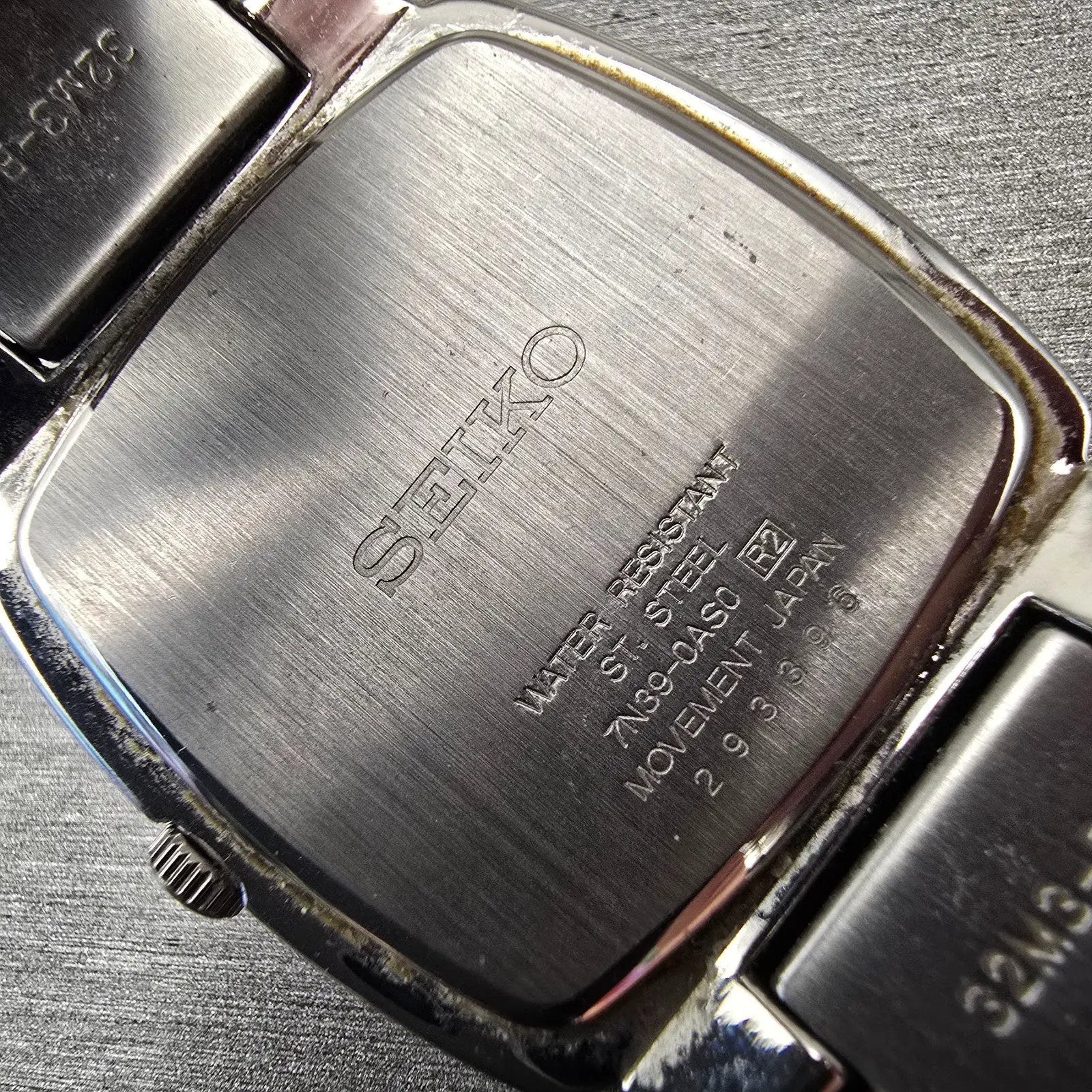 Seiko Watch Men 34mm White Dial Silver Tone Date Rectangle 7N39-0AS0 New Battery10