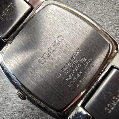Seiko Watch Men 34mm White Dial Silver Tone Date Rectangle 7N39-0AS0 New Battery10