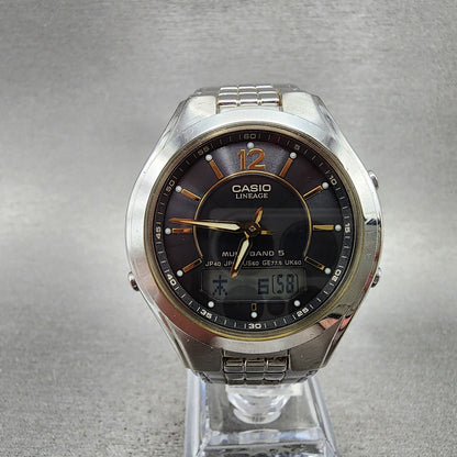Casio Lineage LCWM200 Watch Men 38mm Black Dial Steel Analog Digital Solar Runs0