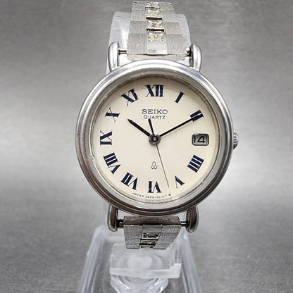 Seiko Watch Women 24mm White Dial Silver Tone Date Round 34220020 New Battery0