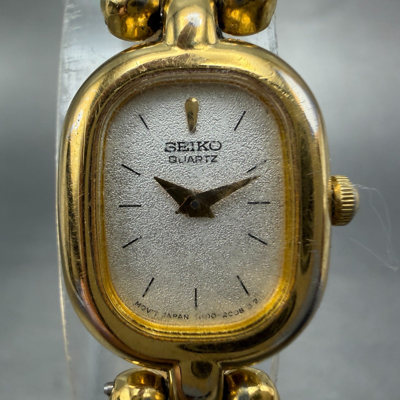 Seiko Watch Women 16mm Silver Dial Two Tone Rectangle 1n00-5h69 New Battery VTG1