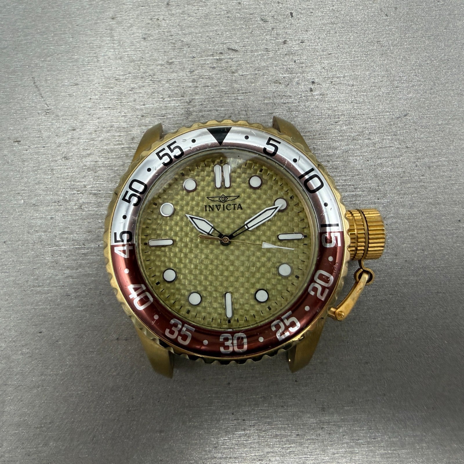 Invicta Pro Diver Watch Men 50mm Champagne Dial Gold Tone 17890 New Battery0