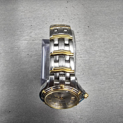 Seiko Watch Women 26mm Silver Dial Two Tone Date Round 7n82-0789 New Battery VTG4