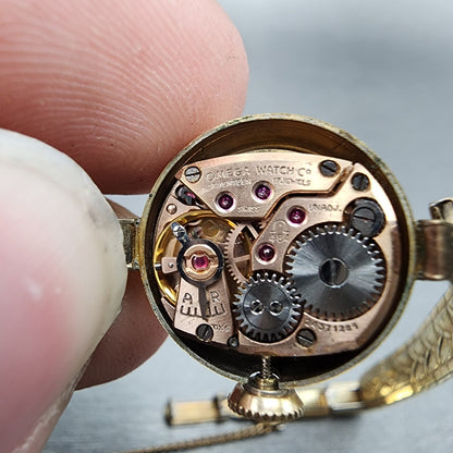 Omega Watch Women 17mm Silver Dial 14K Gold Filled Manual Wind Runs Caliber 4849