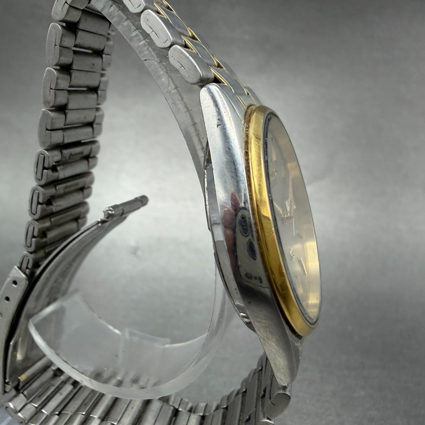Seiko Watch Men 35mm Gray Dial Two Tone Daydate Round 7N43-7A59 New Battery ABC3