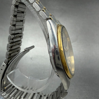Seiko Watch Men 35mm Gray Dial Two Tone Daydate Round 7N43-7A59 New Battery ABC3