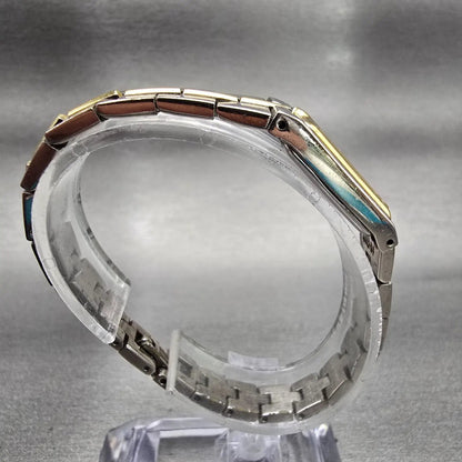 Seiko Watch Women 13mm Black Dial Gold Tone Rectangle 2E20-7479 New Battery VTG8