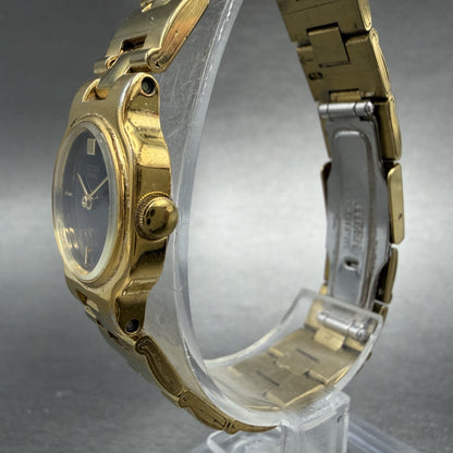 Citizen CQ Watch Women 18mm Black Dial Gold Tone Round 3220 New Battery VTG2